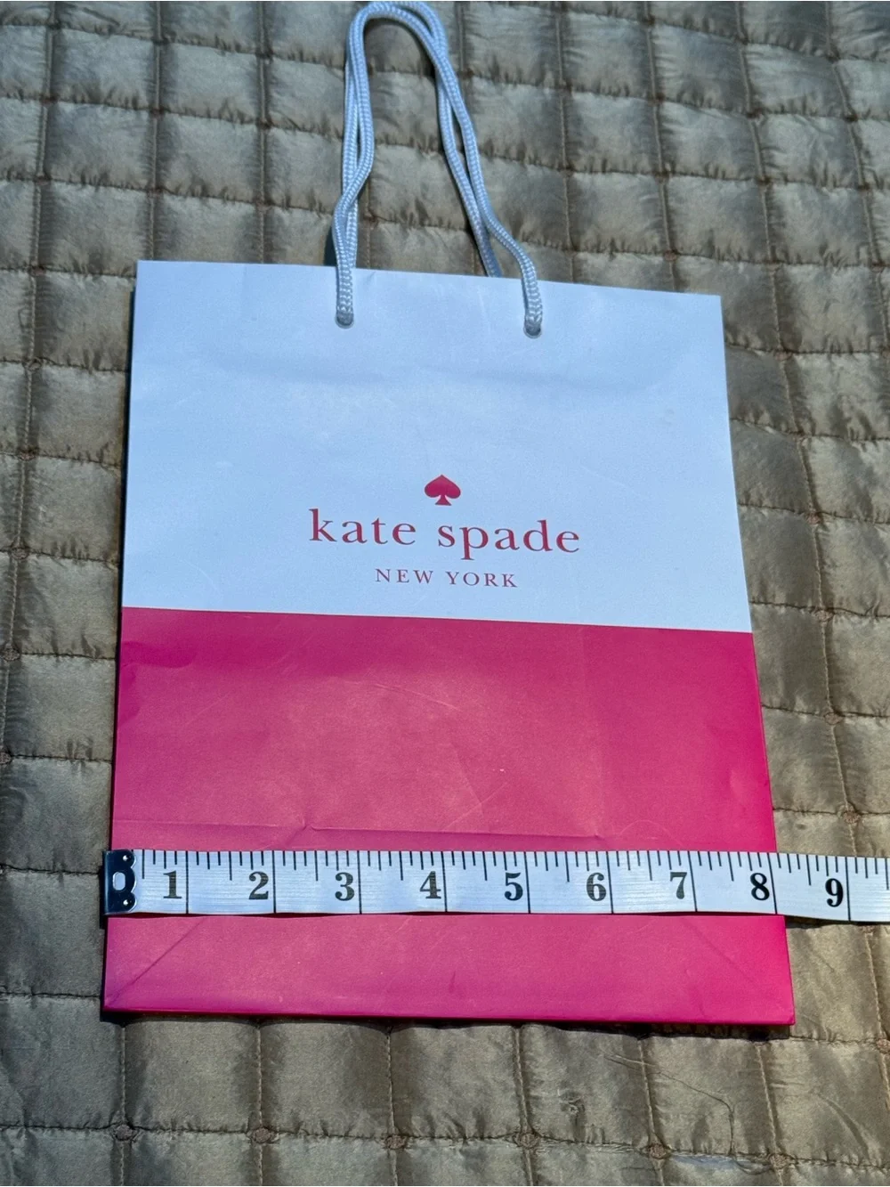 Kate Spade White and Hot Pink Two-Tone Gift Bag